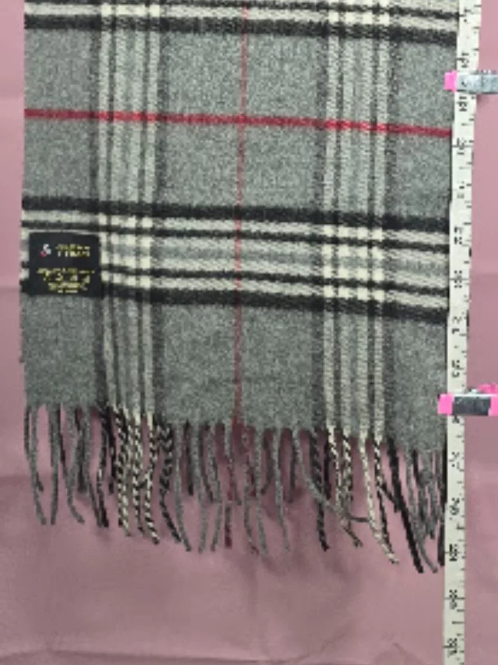 CASHMINK by V. Fraas Grey Plaid Scarf Made in Germany Soft Fringe Unisex